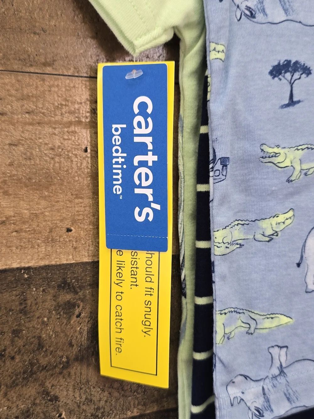 Carter's Light Green & Blue Alligator Pajama Set 4pcs 2T